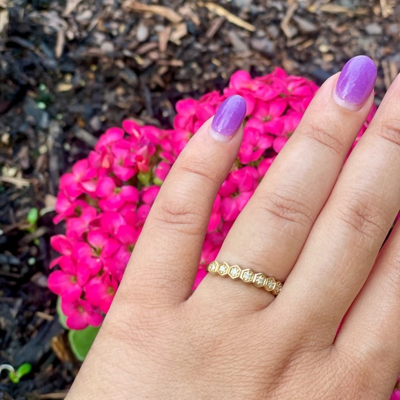 Vintage 10k .12 ctw Diamond Geometric Band - Picture 5 of 5